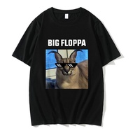 Funny Big Floppa Meme Cat Print Tshirt Men Fashion Hip Hop Rock Short Sleeve T-shirt Men's 100% Pure Cotton Streetwear XS-4XL-5XL-6XL