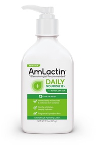 AmLactin Daily Moisturizing Lotion for Dry Skin – 7.9 oz Pump Bottle – 2-in-1 Exfoliator - Body Loti