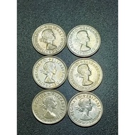 Australia QE II 3 Pence Silver Coin 1955 -1964 ( 6 Coins )