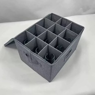 【Ready Stock】 Red Wine Glass Storage Box Foldable Fabric Wine Glass Storage Box Portable Convenient 