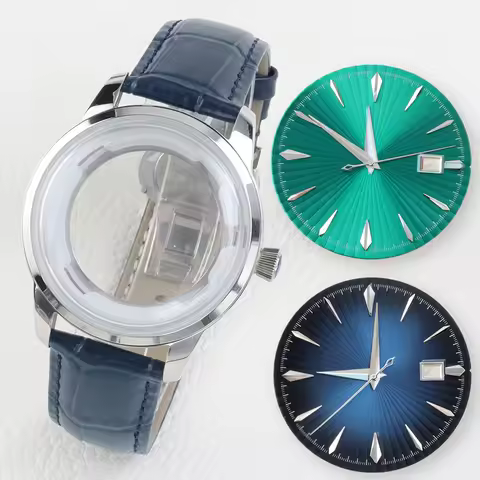 For Cocktail 40mm NH35 Case Arched Glass Stainless Steel Leather Strap For seiko Presage NH35 NH36 M