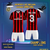 Custom Football Jersey 4C M1L4N H0M3 R3TR0 1990-1991– Full Printing Dryfit Milano | Name & Number