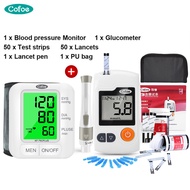 Cofoe Digital Wrist Blood Pressure Meter +  Yili Glucose Monitor with 50pcs Test Strips &amp; Lancets &amp; Alcohol Swabs Blood Sugar &amp; BP Digital Monitor