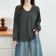 Plus Size Women's XL-4XL Striped Hooded White Black Hoodies Large Size Fashion XL-4XL Female Pullove