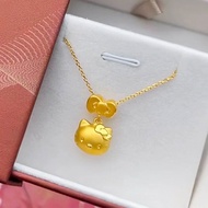 Sand Gold HelloKitty Bow Necklace kt Cat Pendant Necklace Niche Light Luxury High-End Clavicle Chain