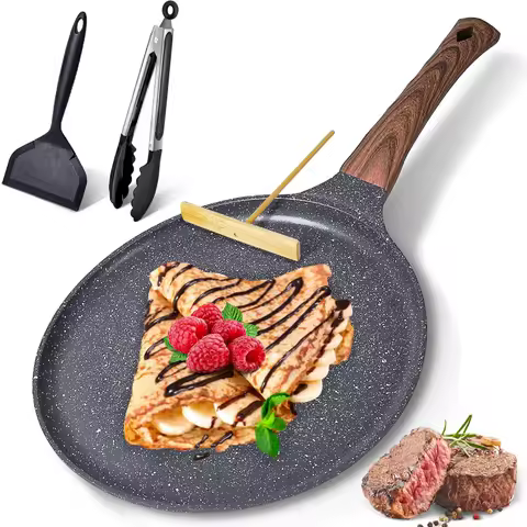 11 inch Crepe Pan Nonstick Dosa Tawa Pan,Ceramic Coating Skillet Pan,Tortilla Pan for Pancake Omelet