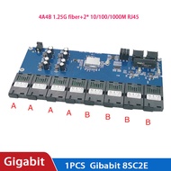 Gigabit Single Mode Fiber Switch Ethernet Media Converter 8 Port 1.25G SC 2 RJ45 10/100/1000M 8 SC P