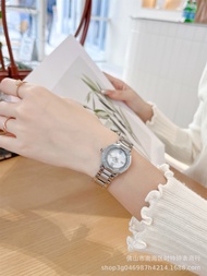 IEKE Crushed Ice Blue Fritillary Small Dial Classic Diamond-set Small Steel Belt Watch Womens Simple