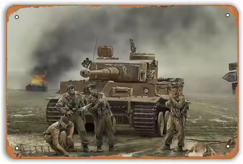 WW2 German Tanks Metal Tin Sign Worlds War Tank Vintage Metal Signs For Men Tank After The Battle Re