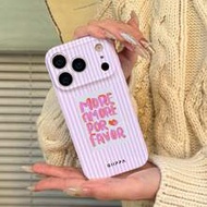 1 ชิ้น เคสโทรศัพท์ลายทางแนวตั้งสีชมพูและขาว สำหรับ Phone 17 Pro Max, เหมาะสำหรับ Phone 16 Pro Max, 1