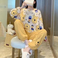 台灣現貨迪士尼睡衣女秋季長袖卡通維尼熊套裝甜美少女套頭家居服可外穿  露天市集  全台最大的網路購物市集