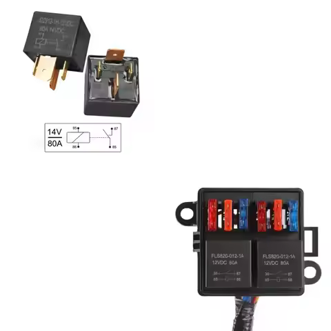 Heavy Duty 80A 12V 2 Slot Relays and Fuses Box for Motorcycle with Clear Labels