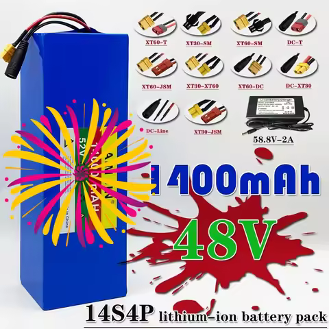 14S4P 52V 14000mAh 18650 Rechargeable Lithium battery pack 1500W for Balance Car, Bike, Scooter High