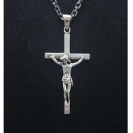 銀革手作 925 純銀 耶穌 方柱 十字架 吊墜