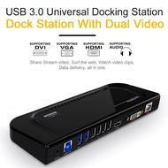 Wavlink USB 3.0 สถานีเชื่อมต่อสากล จอแสดงผล Dual แท่นวางมือถือ Gigabit Ethernet รองรับ HDMI/DVI/VGA 