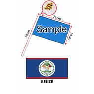 Belize Hand Flag With Stick (14x21cm)/ Bendera Tangan Dunia Belize (14x21cm)