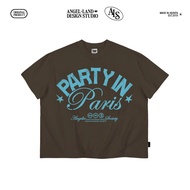 Genuine Angelic Society Boxy PARTY IN PARIS BROWN T-shirt