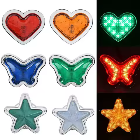 Red Heart Butterfly Star Shaped Side Marker Light Turn Signal Lamp 24V Accessory LED Light FOR Cars 
