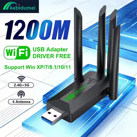Kebidumei 1200Mbps WiFi USB Adapter Dual Band 2.4G+5Ghz WiFi Dongle 4 Antenna 802.11AC USB3.0 High-S