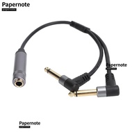 PAPERNOTE 6.35mm Female to Dual Male, 30cm Length 6.35mm Connector 1/4in Stereo to Dual 6.35mm Mono,