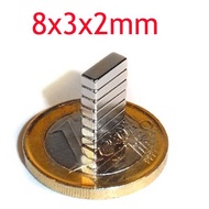 10ชิ้น แม่เหล็ก 8*3*2มิล สี่เหลี่ยม 8x3x2มิล Magnet Neodymium 8*3*2mm แม่เหล็กแรงสูง รูปสี่เหลี่ยม ข