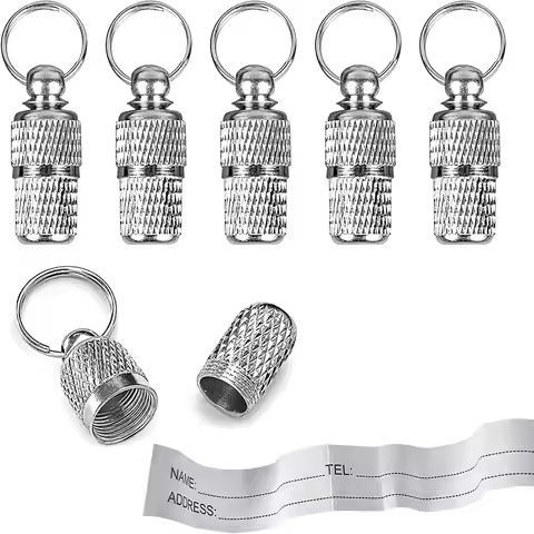 2/4/6Pcs Pet ID Tags Anti Lost Pet Tube Tags for Collar of Dogs and Cats Brass Pet Tube Tag with Add