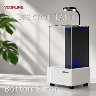 VOONLINE JF-2025 Desktop Aquarium Mini Bottom Filter Fish Tank Ultra Clear Glass LED Light Reptile B