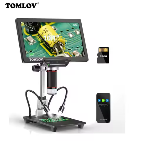 TOMLOV DM202 16MP 3X-1300X Digital Microscope for Soldering Electronic Microscopes HDMI Amplificatio