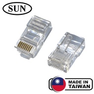 Sun Brand RJ45 8P8C Modular Plug Cat 5E Made in Taiwan Gold Pin RJ-45 8P-8C Transparent