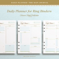 TRJ Daily Planner for Ring Binders in A5 and A6 Personal Size Notepad Soft Girl Aesthetic FB Blue A5