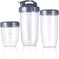 18oz 24oz 32oz Replacement cups with Flip-top to-go-lid and stay fresh lid compatible with nutribull