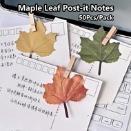 50 Pcs/pack Simulated Maple Leaf Post-it Notes Student Gifts Message Stickers