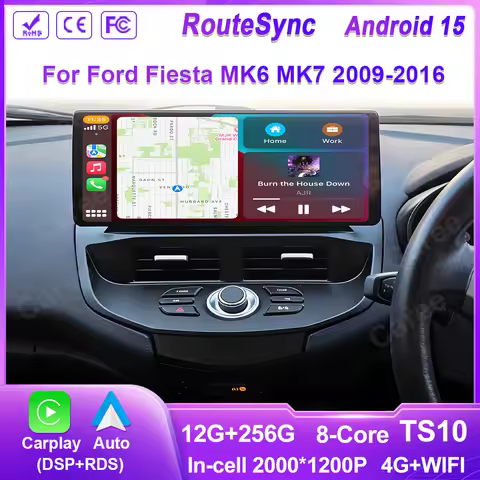 12.3 Inch For Ford Fiesta MK6 MK7 2009-2016 Android 14 8-Core 8G+256G Car Multimedia Player Stereo R