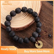 KIKI JEWELLERY Charm Religion Lucky Wood Bead Bangle Buddha Bracelet Copper Coin Prayer Beads