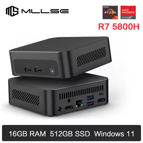 MLLSE G5 Pro Mini PC AMD R7-5800H 16GB RAM 512GB SSD Win11 Pro WiFi6 Compact Powerhouse for Gaming &