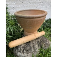 Gold Sandstone Mortar With Wood Pestle