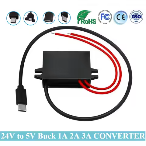 24V to 5V Buck 3A AC to DC Step Down Converter Stabilizer Mini Micro Type C With Multi Types USB Fem