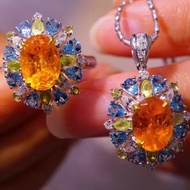 奧斯珠寶 芬達石戒指吊墜耳釘套裝