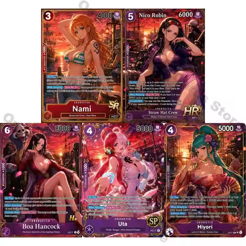 5Pcs One Piece Cards OTCG Card Anime Style Nami Nico Robin Boa Hancock Kozuki Hiyori Collection Card