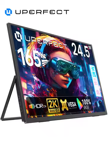 UPERFECT 24.5' 2K Computer Display 165Hz HDMI Monitor 1440P QHD 100% SRGB IPS Screen W/ Kickstand Fo