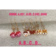 6K painted children's gold earrings
