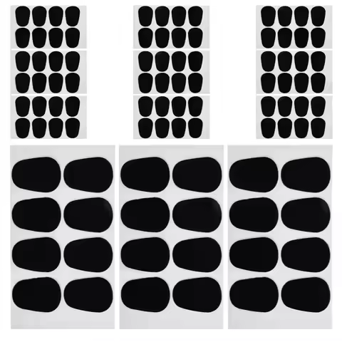 96Pcs Sax Tooth Pads Black Oval Mouthpiece Patch Set Super Thin Rubber Sax Clarinet Bite Pad Cushion