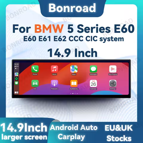 BONROAD 14.9inch 2560*720P Wireless Carplay Car Radio GPS Multimedia Display Touch Screen For BMW 5 