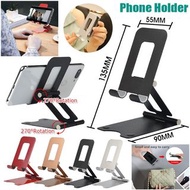 **包郵** 黑色雙折疊金屬手機立架 多角度 鋁合金折疊平板支架 平穩防滑 桌上型立架 手機座