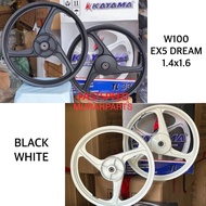 HONDA W100 EX5 DREAM SPORT RIM 3 BATANG WAVE100 1.4X1.6 KAYAMA TL33 BLACK WHITE SIAP BEARING BUSH