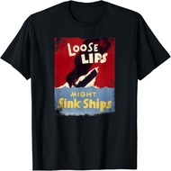 Loose Lips Might Sink Ships WW2 vintage poster T-Shirt