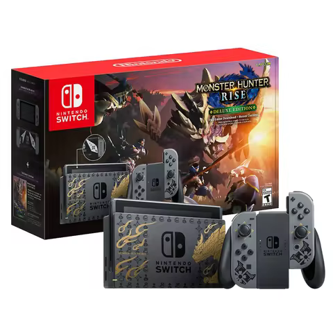 Nintendo Switch Monster Hunter Rise Deluxe Edition Console, 32GB, Gray Joy-Con, Monster Hunter Rise 
