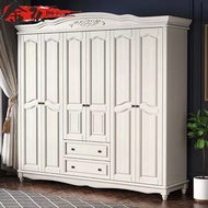 Solid Wood Wardrobe Opposite Door 4 Doors 5 Doors 6 Doors White American Luxury Flat Door with Drawe