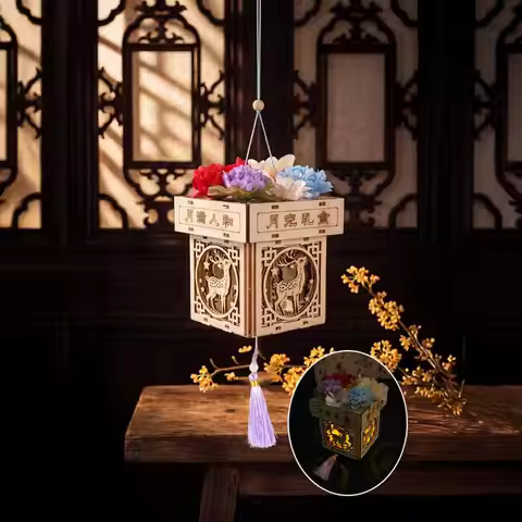 Lantern Making Kit Handmade Lantern Kit Diy Wood Carving Lantern Kit Chinese Style Square Craft Set 