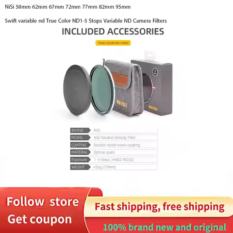 NiSi 58mm 62mm 67mm 72mm 77mm 82mm 95mmSwift variable nd True Color ND1-5 Stops Variable ND Camera F